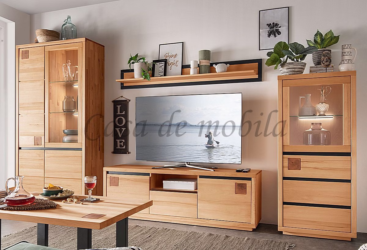 Massivholz Wohnwand mit Stirnholz 4teilig Set CENTRO Kernbuche massiv natur geölt in Goslar bei Casademobila Massivholz Wohnwand mit Stirnholz 4teilig Set CENTRO Kernbuche massiv natur geölt in Goslar bei Casademobila