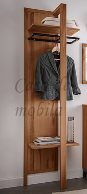 Wandgarderobe BREST 37x200x32cm Kernbuche massiv rustikal Eisen Vintage schwarz von Casademobila Goslar