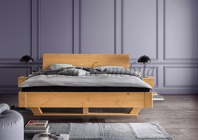 Schwebebett KIEL Kiefer massiv gelaugt geölt Holzkufen Holzkopfteil Doppelbett mit Holzkufen Kiel 180x200 cm Kiefer massiv gelaugt geölt Casa de mobila Goslar