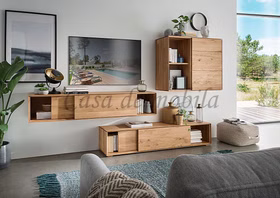 tv board hängend modern mit Schiebetüren MADERA 170x33x41cm Wildeiche massiv natur geölt Casademobila Goslar