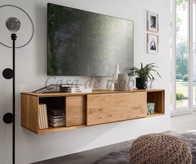 Hängeschrank mit Schiebetüren MADERA 170x33x41cm Wildeiche massiv natur geölt Casademobila Goslar