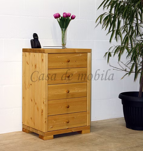 Schubladenkommode 59x92x47cm RAUNA Kiefer gelaugt geölt Schubladenkommode schmal mit Holzknoepfe 59x92x47cm RAUNA Kiefer massiv gelaugt geölt Casa de mobila Goslar