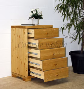 Schubladenkommode 59x92x47cm RAUNA Kiefer gelaugt geölt Schubladenschrank schmal mit Holzknoepfe 59x92x47cm RAUNA Kiefer massiv gelaugt geölt Casa de mobila Goslar