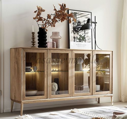 Sideboard 4 Glastüren 178x81x42cm CUBE IT Massivholz