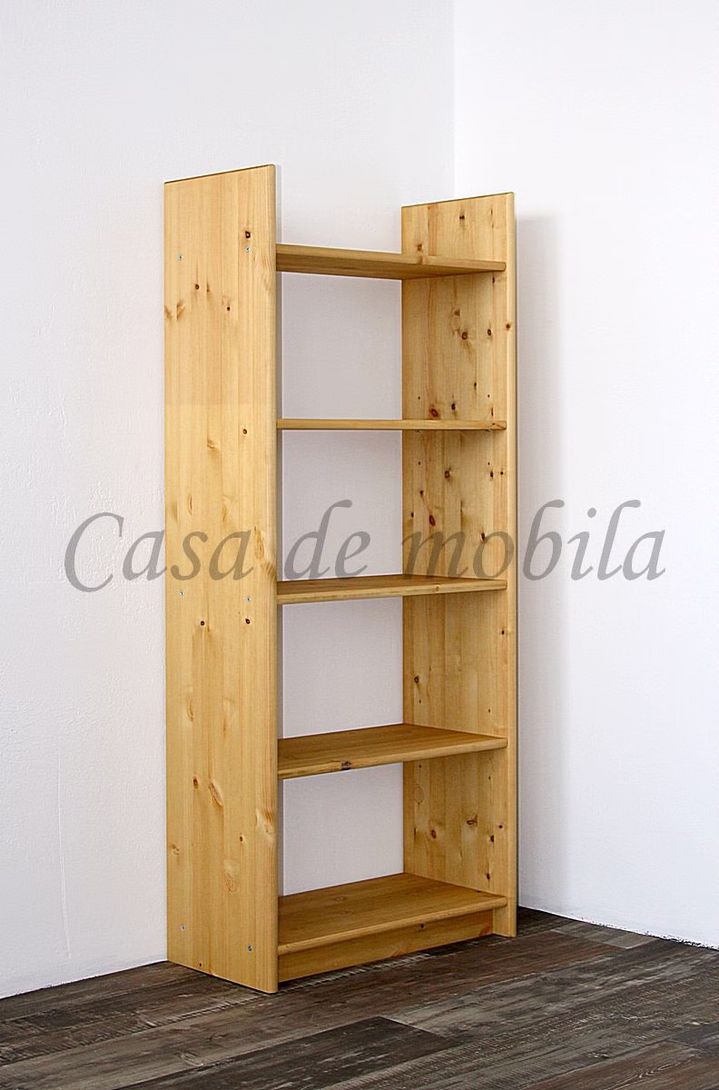 Vierfach-Holzregal im Raum standregal bücherregal kiefer massiv gelaugt geölt casademobila goslar