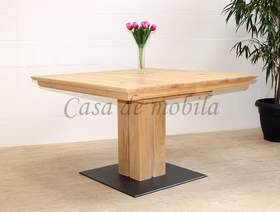 Massivholz Tisch quadratisch mit säulenfuß NEXA 100/110/120cm Asteiche massiv weiß Bianco geölt Casa de mobila Goslar