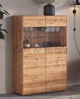 Highboard II 2türig GOSE schmal 100x145x40cm rustikale Wildeiche massiv natur geölt mit abgerundeten Kanten Casademobila Goslar Highboard II 2türig GOSE schmal 100x145x40cm rustikale Wildeiche massiv natur geölt mit abgerundeten Kanten Casademobila Goslar
