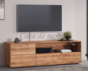 TV-Lowboard GOSE 149x47x40cm rustikale Wildeiche massiv natur geölt mit abgerundeten Kanten Casademobila Goslar