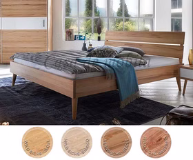 Ehebett MODERN SLEEP 160x200 cm Kernbuche massiv geölt Holzbeine rund, Kopfteil 2 geteilt Casa de mobila Goslar Doppelbett MODERN SLEEP 160x200 cm Kernbuche massiv geölt Holzbeine rund, Kopfteil 2 geteilt Casa de mobila Goslar