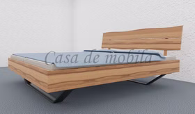 Kufenbett MODERN SLEEP Massivholz Kopfteil Baumkante Doppelbett mit Kufen MODERN SLEEP 180x200 Kernbuche massiv natur geölt mit Kopfteil Baumkante