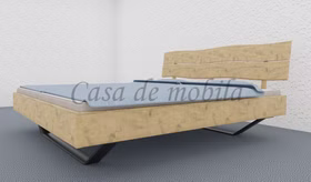 Kufenbett MODERN SLEEP Massivholz Kopfteil Baumkante Doppelbett mit Kufen MODERN SLEEP 180x200 Wildeiche massiv bianco geölt mit Kopfteil Baumkante
