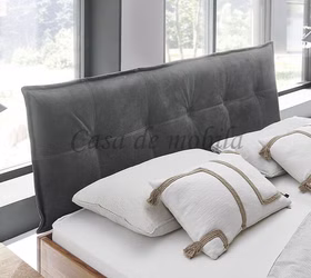 Doppelbett MODERN SLEEP Massivholz mit Lederkopfteil gepolstert MODERN SLEEP Kopfteil gepolstert Leder grau anthrazit Casademobila Goslar