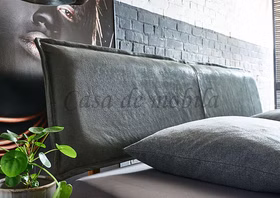 Lederbezug eines Bett Kopfteils Modern Sleep grau anthrazit Lederbezug eines Bett Kopfteils Modern Sleep grau anthrazit