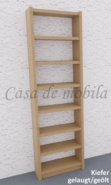 Massivholz cd regal schmal mit 8 Fächer CONTRA 47x159x21cm Kiefer massiv gelaugt geölt Casa de mobila Goslar