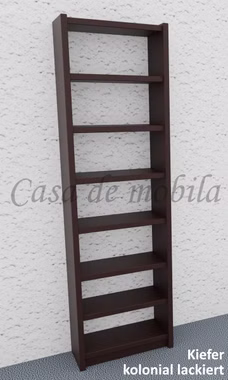 Massivholz cd regal schmal mit 8 Fächer CONTRA 47x159x21cm Kiefer massiv dunkelbraun kolonial lackiert Casa de mobila Goslar