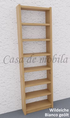Massivholz cd regal schmal mit 8 Fächer CONTRA 47x159x21cm wildeiche massiv weiß bianco geölt Casa de mobila Goslar