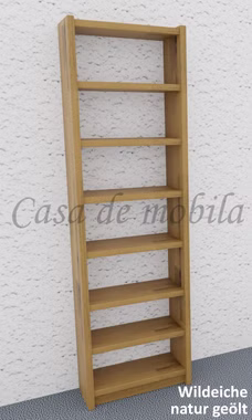 Massivholz cd regal schmal mit 8 Fächer CONTRA 47x159x21cm wildeiche massiv natur geölt Casa de mobila Goslar