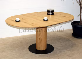Ausziehtisch rund, Klappeinlage 50 cm BALI Massivholz geölt Ausziehtisch rund BALI Ø110/120x75cm Wildeiche massiv natur geölt Casa de mobila Goslar