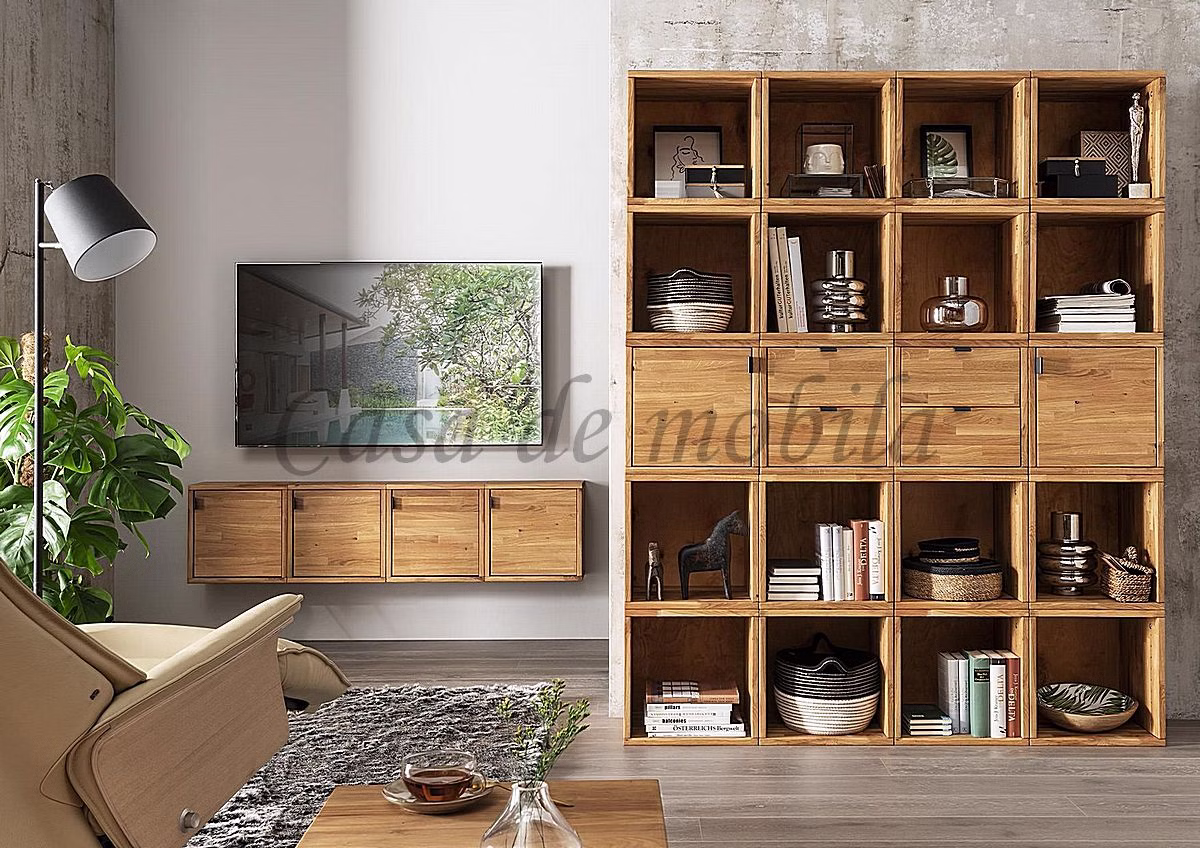 Casademobila Goslar Marco Wohnzimmer-Regale Wildeiche massiv natur geölt Casademobila Goslar Marco Wohnzimmer-Regale Wildeiche massiv natur geölt