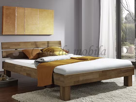 Massivholz Bett JENNY 140x200x37cm Wildeiche massiv natur geölt inkl. Kopfteil Casademobila Goslar