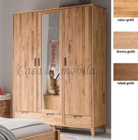 Massivholz Kleiderschrank 3türig MIDO 134x180x56cm Eiche massiv natur braun oder bianco geölt mit Spiegel bei Casademobila Goslar skalik Massivholz Kleiderschrank 3türig MIDO 134x180x56cm Eiche massiv natur braun oder bianco geölt mit Spiegel bei Casademobila Goslar skalik