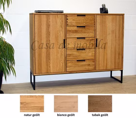 Massivholz Sideboard mit metallbeine MIDO 134x104x40cm Eiche massiv natur bianco nußbaumfarben geölt Casademobila Goslar Massivholz Sideboard mit metallbeine MIDO 134x104x40cm Eiche massiv natur bianco nußbaumfarben geölt Casademobila Goslar
