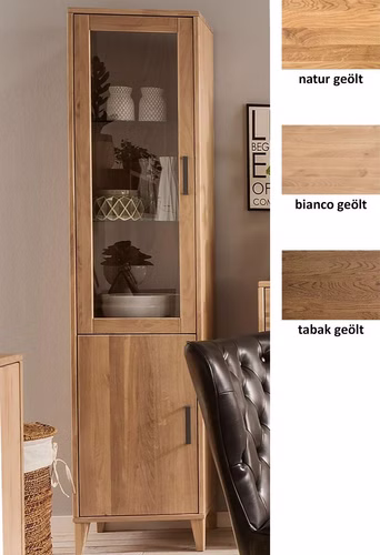 Vitrinenschrank 46x192x40cm MIDO Eiche geölt