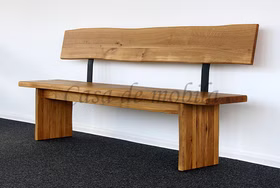 sitzbank 180cm mit lehne eiche massiv natur geölt baumkante holzbeine casademobila goslar