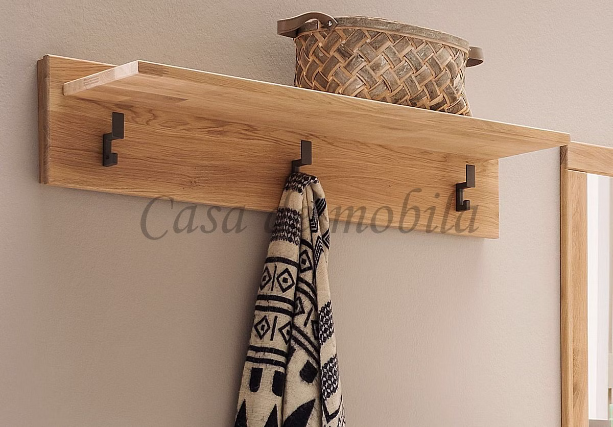 Garderobe mit Hutablage MIDO Eiche massiv geölt Garderobe mit Hutablage Kleiderhaken schwarz MIDO Eiche massiv natur geölt Casa de mobila Goslar