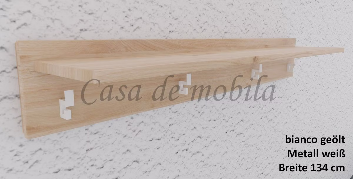 Garderobe mit Hutablage MIDO Eiche massiv geölt Garderobe mit Hutablage Kleiderhaken weiss MIDO Eiche massiv weiss bianco geölt Casa de mobila Goslar