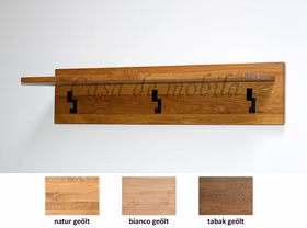 Wandgarderobe mit Ablage MIDO 90/134/178x20x27cm Eiche massiv geölt bianco oder tabak Casa de mobila Goslar