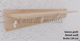 Garderobe mit Hutablage Kleiderhaken weiss MIDO Eiche massiv weiss bianco geölt Casa de mobila Goslar