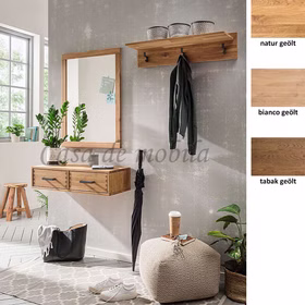 Massivholz Dielen-Set MIDO 3teilig Eiche massiv natur weiß bianco tabakfarben geölt Casademobila Goslar