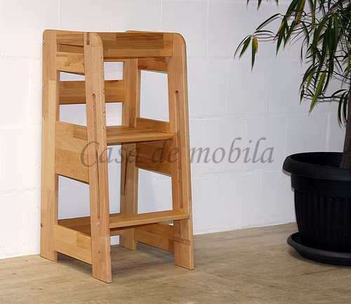 Massivholz Kinderstuhl MONTESSORI 40x89x52cm Buche massiv natur geölt oder weiß Casademobila Goslar