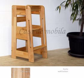 Massivholz Kinderstuhl MONTESSORI 40x89x52cm Buche massiv natur geölt oder weiß Casademobila Goslar