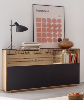 Massivholz Sideboard mit offenem fach FÖHR 153x87x45cm Wildeiche massiv Lack carbon Casademobila Goslar Massivholz Sideboard mit offenem fach FÖHR 153x87x45cm Wildeiche massiv Lack carbon Casademobila Goslar