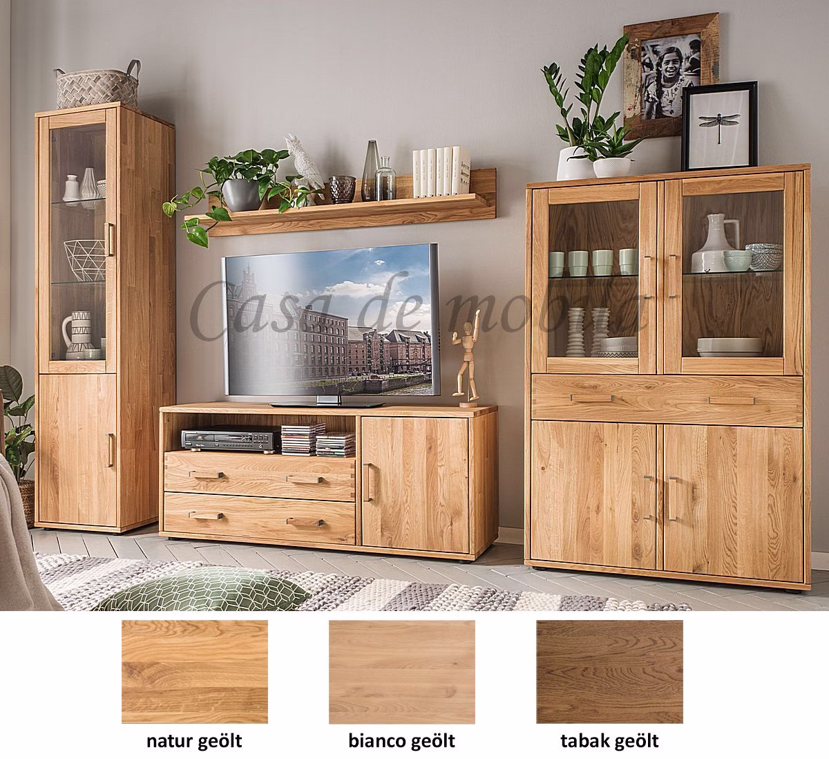Massivholz Wohnwand MIDO 4teilig Eiche massiv natur bianco oder braun tabakfarben geölt Casademobila Goslar Skalik Massivholz Wohnwand MIDO 4teilig Eiche massiv natur bianco oder braun tabakfarben geölt Casademobila Goslar Skalik