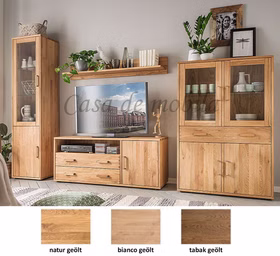 Massivholz Wohnwand MIDO 4teilig Eiche massiv natur bianco oder braun tabakfarben geölt Casademobila Goslar Skalik Massivholz Wohnwand MIDO 4teilig Eiche massiv natur bianco oder braun tabakfarben geölt Casademobila Goslar Skalik