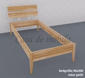 Holzbett mit Kopfteil 2 Holzbrett Höhe 40cm MIDO Eiche massiv natur geölt Casademobila Goslar