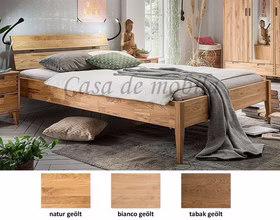 Holzbett mit Kopfteil MIDO 90,100,120,140,160,180,200x200cm Eiche massiv geölt Casademobila Goslar