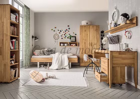 Einzelbett mit Metallbeine weiß MIDO 90x200 cm Eiche massiv natur geölt Casa de mobila Goslar