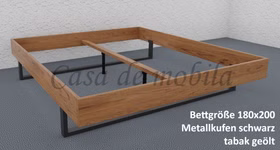 Doppelbett mit Metallbeine schwarz MIDO 180x200 cm Eiche massiv braun tabakfarben geölt Casa de mobila Goslar Doppelbett mit Metallbeine schwarz MIDO 180x200 cm Eiche massiv braun tabakfarben geölt Casa de mobila Goslar