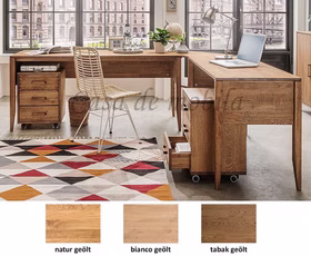 Eck-Schreibtisch Kombination 238x76x194cm MIDO Eiche geölt Massivholz Eck-Schreibtisch MIDO 238x76x194cm Eiche massiv natur, bianco oder braun tabakfarben geölt Casademobila Goslar Skalik