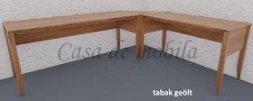 Eck-Schreibtisch Kombination 238x76x194cm MIDO Eiche geölt Massivholz Schreibtisch über eck MIDO 238x76x194cm Eiche massiv braun nußbaumfarben geölt Casademobila Goslar Skalik