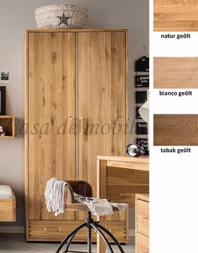 Kleiderschrank 2-türig MIDO 90x180x56cm mit Schublade Eichenholz natur braun oder bianco geölt Kleiderschrank 2-türig MIDO 90x180x56cm mit Schublade Eiche massiv natur braun oder bianco geölt