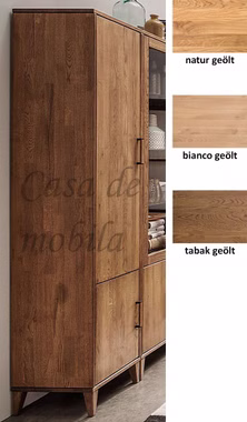 Massivholz Hochschrank mit Holztüren MIDO 46x180x40cm Eiche massiv natur, weiß bianco, braun tabak geölt Casa de mobila Goslar Massivholz Hochschrank mit Holztüren MIDO 46x180x40cm Eiche massiv natur, weiß bianco, braun tabak geölt Casa de mobila Goslar