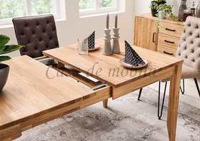 Esstisch ausziehbar mit Einlegeplatte MIDO 140x90x76cm Eiche massiv natur geölt Cassa de mobila Goslar