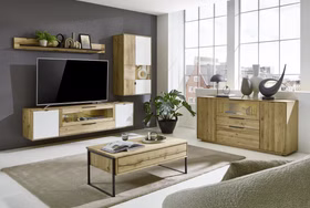 Wohnwand Wohnzimmer FÖHR Alois Garthaus Eiche massiv Lack weiß Kommode Vitrine TV-Kommode Wandboard Couchtisch casademobila Goslar Wohnwand Wohnzimmer FÖHR Alois Garthaus Eiche massiv Lack weiß Kommode Vitrine TV-Kommode Wandboard Couchtisch casademobila Goslar