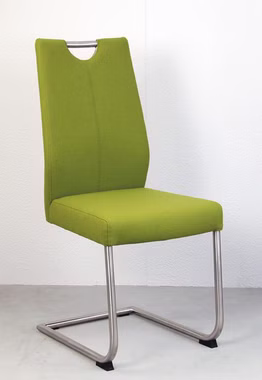 Schwingstühle EMMA3 45x100x59cm Wollpolster grün Metallgestell rund Edelstahl gebürstet Casa de mobila Goslar Carega