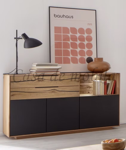 Massivholz Sideboard mit offenem fach FÖHR 153x87x45cm Wildeiche massiv Lack carbon Casademobila Goslar Massivholz Sideboard mit offenem fach FÖHR 153x87x45cm Wildeiche massiv Lack carbon Casademobila Goslar